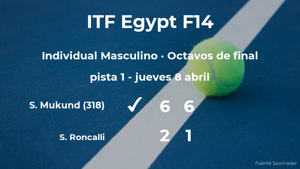 Sasikumar Mukund vence en los octavos de final del torneo de Sharm El Sheikh Sasikumar Mukund vence en los octavos de final del torneo de Sharm El Sheikh