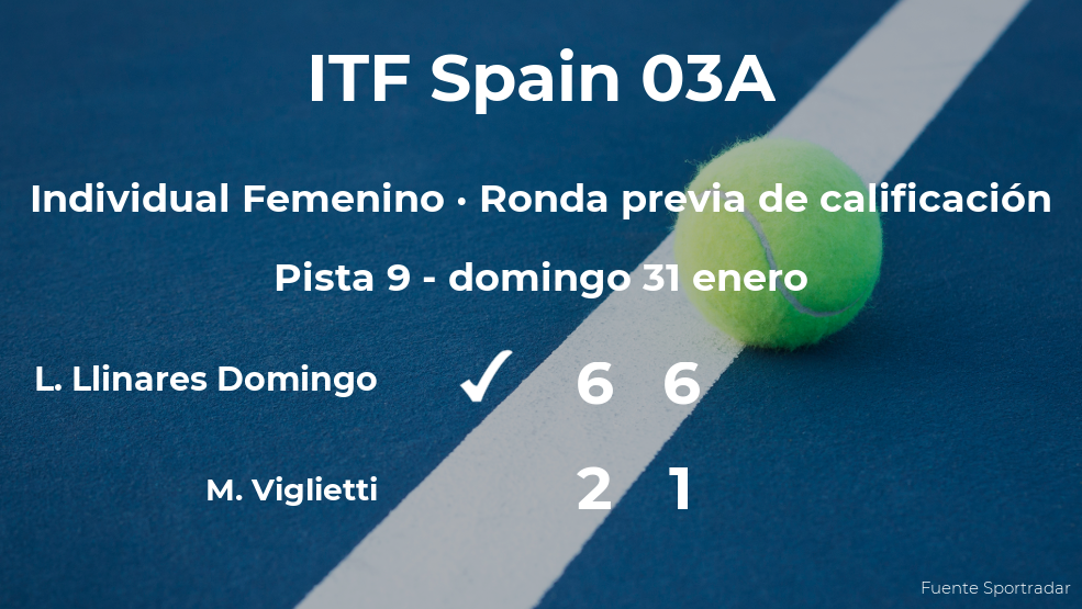 La tenista Lucía Llinares Domingo consigue la plaza para la siguiente fase tras vencer en la ronda previa de calificación La tenista Lucía Llinares Domingo consigue la plaza para la siguiente fase tras vencer en la ronda previa de calificación