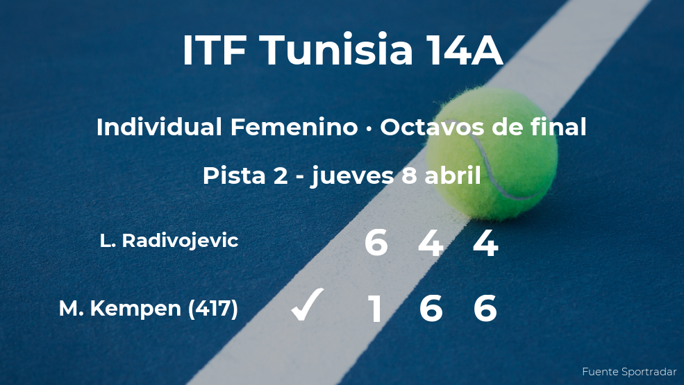 La tenista Magali Kempen vence en los octavos de final del torneo de Monastir La tenista Magali Kempen vence en los octavos de final del torneo de Monastir