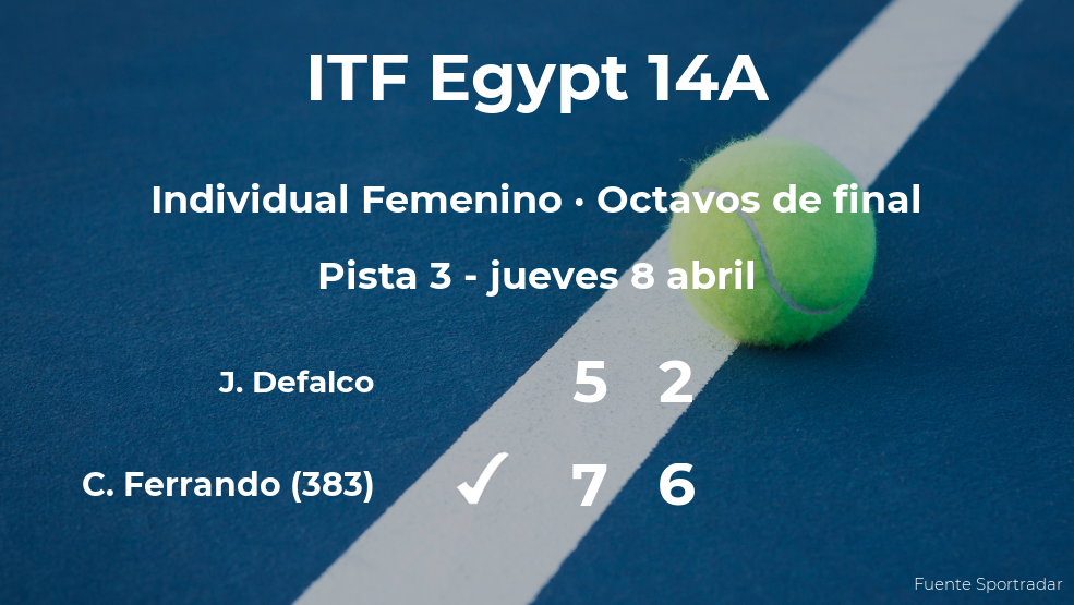 La tenista Cristiana Ferrando, clasificada para los cuartos de final del torneo de Sharm El Sheikh La tenista Cristiana Ferrando, clasificada para los cuartos de final del torneo de Sharm El Sheikh