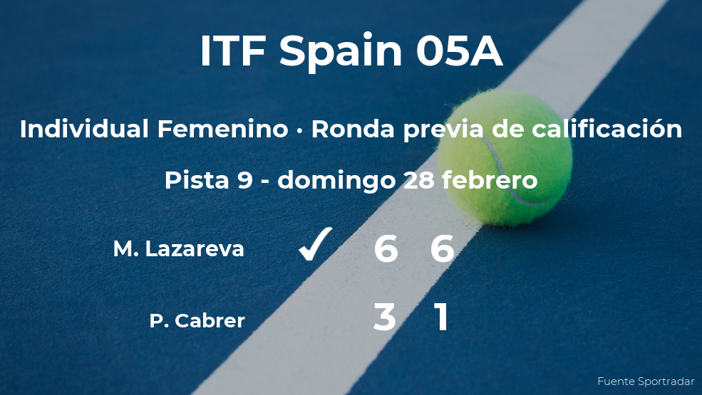 La tenista Margarita Lazareva ganó a Paula Cabrer en la ronda previa de calificación del torneo de Manacor