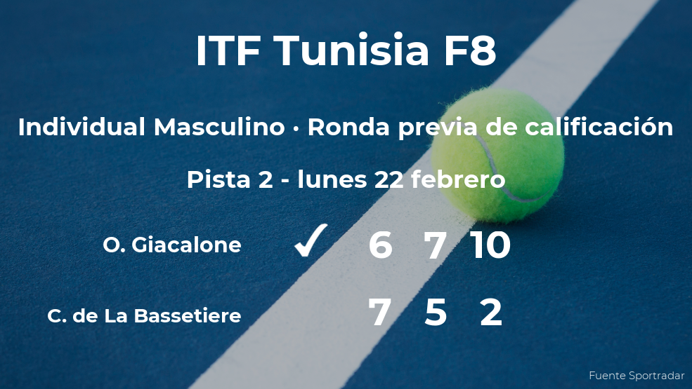 Omar Giacalone vence al tenista Constant de La Bassetiere en la ronda previa de calificación Omar Giacalone vence al tenista Constant de La Bassetiere en la ronda previa de calificación