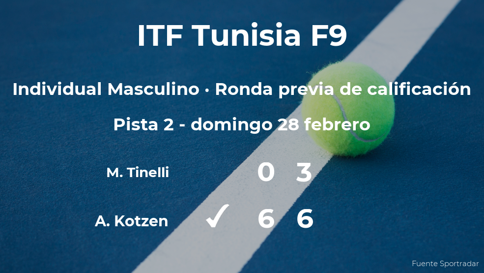 Alexander Kotzen logra vencer en la ronda previa de calificación contra Matteo Tinelli