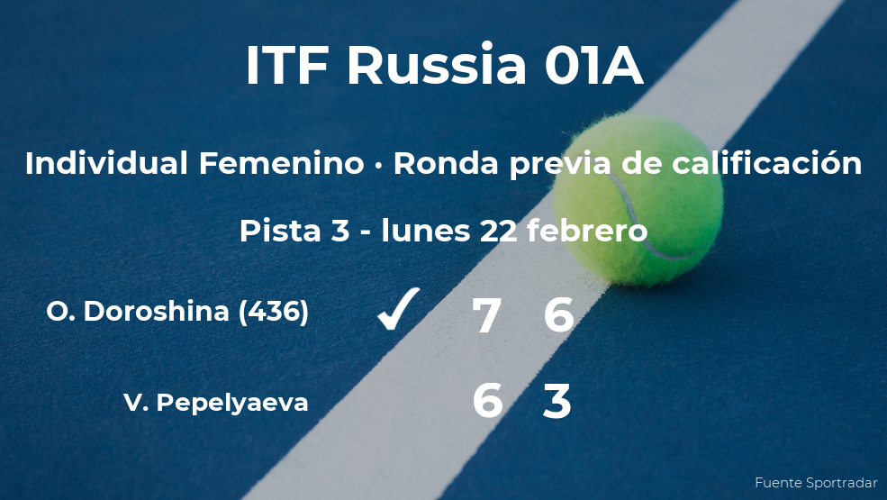 La tenista Olga Doroshina pasa a la siguiente fase del torneo de Moscú La tenista Olga Doroshina pasa a la siguiente fase del torneo de Moscú