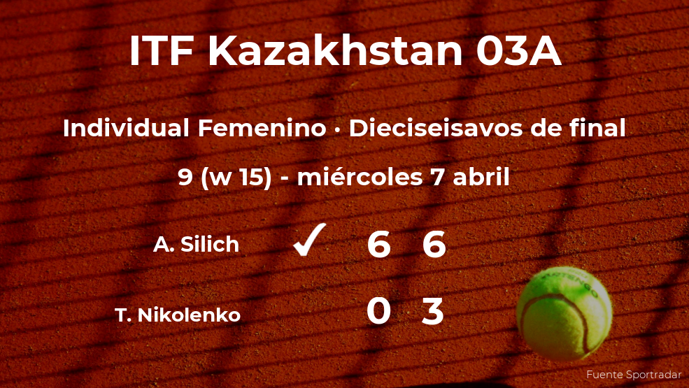 Alina Silich consigue clasificarse para los octavos de final a costa de la tenista Tatyana Nikolenko Alina Silich consigue clasificarse para los octavos de final a costa de la tenista Tatyana Nikolenko