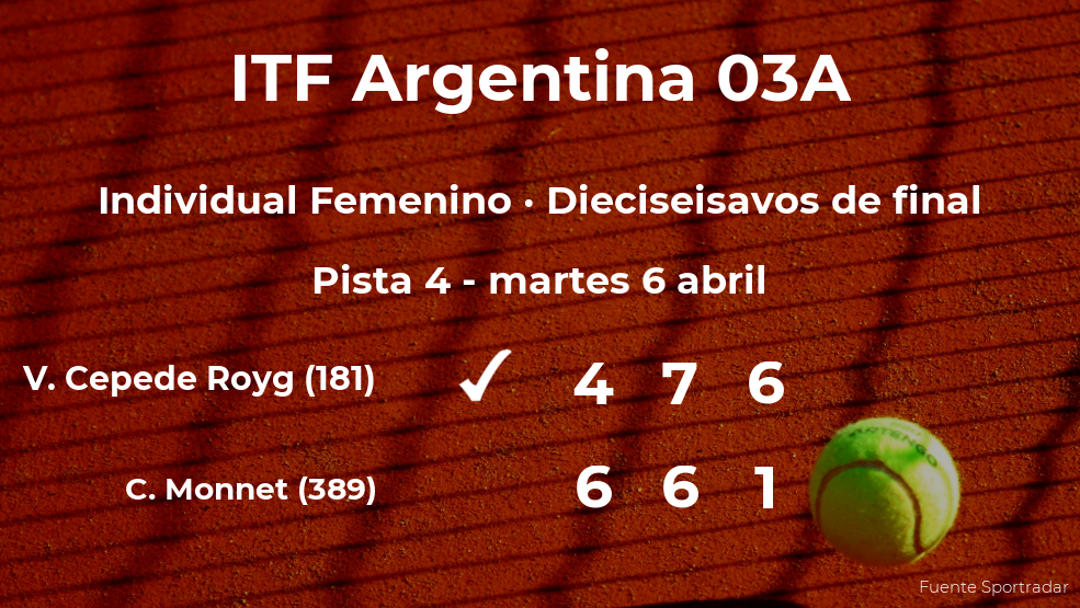 La tenista Veronica Cepede Royg logra clasificarse para los octavos de final a costa de Carole Monnet La tenista Veronica Cepede Royg logra clasificarse para los octavos de final a costa de Carole Monnet