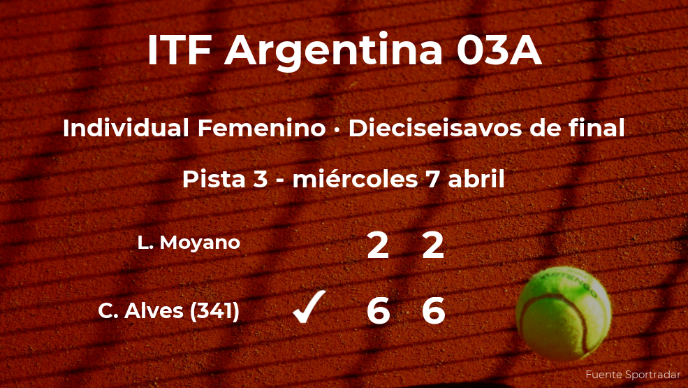 Carolina Alves gana en los dieciseisavos de final del torneo de Córdoba Carolina Alves gana en los dieciseisavos de final del torneo de Córdoba
