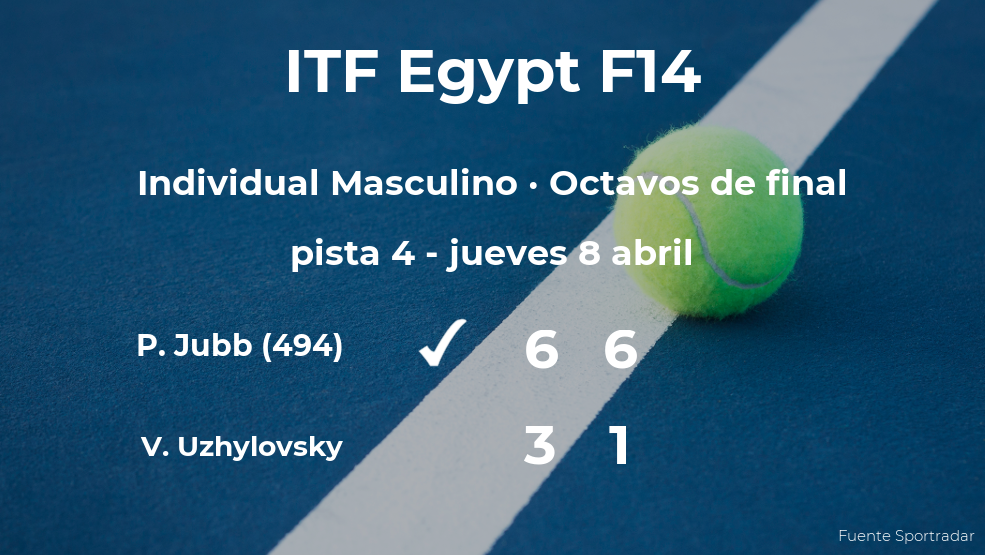 El tenista Paul Jubb consigue clasificarse para los cuartos de final a costa del tenista Vladimir Uzhylovsky El tenista Paul Jubb consigue clasificarse para los cuartos de final a costa del tenista Vladimir Uzhylovsky