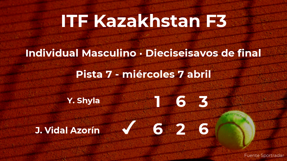 El tenista José Fco. Vidal Azorín se clasifica para los octavos de final del torneo de Shymkent El tenista José Fco. Vidal Azorín se clasifica para los octavos de final del torneo de Shymkent