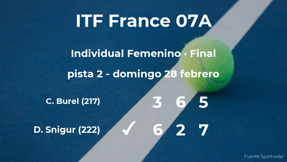 Triunfo de la tenista Daria Snigur en la final del torneo de Poitiers