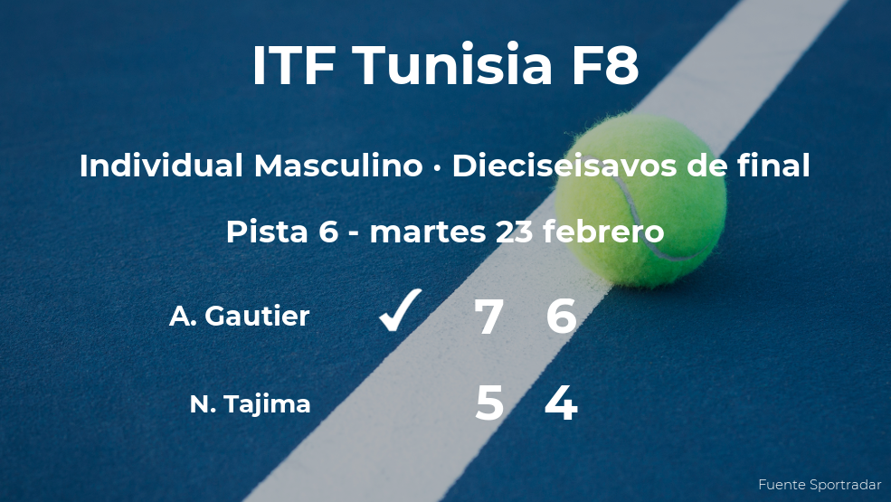El tenista Alexis Gautier gana en los dieciseisavos de final del torneo de Monastir El tenista Alexis Gautier gana en los dieciseisavos de final del torneo de Monastir