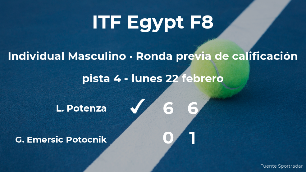 El tenista Luca Potenza pasa a la siguiente fase del torneo de Sharm El Sheikh El tenista Luca Potenza pasa a la siguiente fase del torneo de Sharm El Sheikh