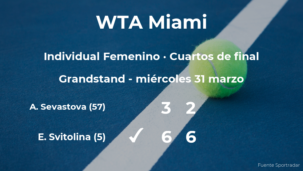 Elina Svitolina pasa a las semifinales del torneo WTA 1000 de Miami