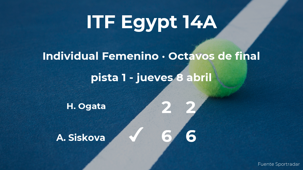 La tenista Anna Siskova pasa a la próxima fase del torneo de Sharm El Sheikh tras vencer en los octavos de final La tenista Anna Siskova pasa a la próxima fase del torneo de Sharm El Sheikh tras vencer en los octavos de final