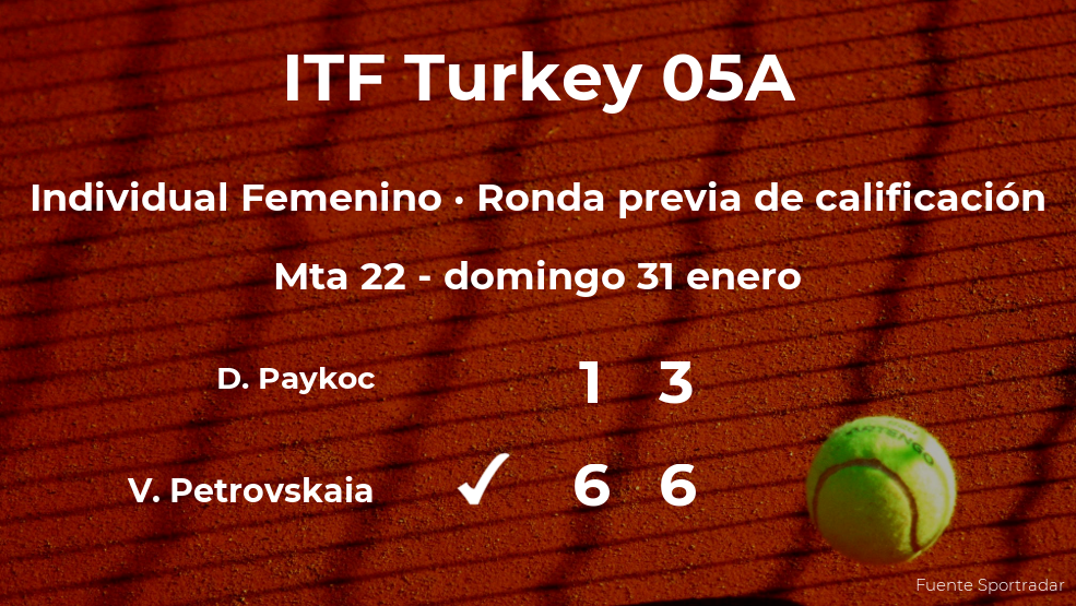 Vladislava Petrovskaia vence a Deniz Paykoc en la ronda previa de calificación