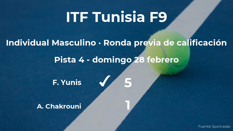 Facundo Yunis gana a Anas Chakrouni en la ronda previa de calificación