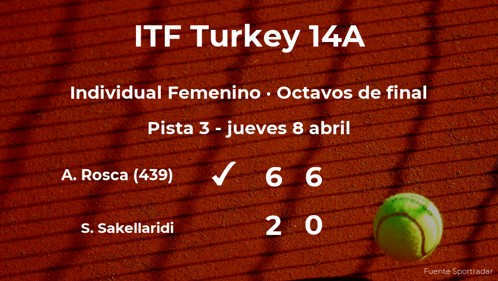 Andreea Amalia Rosca estará en los cuartos de final del torneo de Antalya Andreea Amalia Rosca estará en los cuartos de final del torneo de Antalya