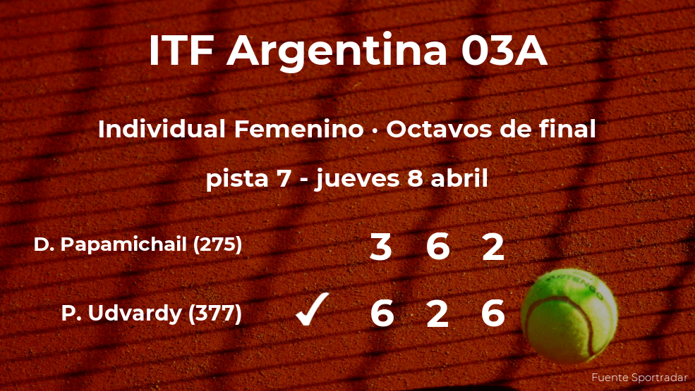 Panna Udvardy logra clasificarse para los cuartos de final a costa de la tenista Despina Papamichail Panna Udvardy logra clasificarse para los cuartos de final a costa de la tenista Despina Papamichail