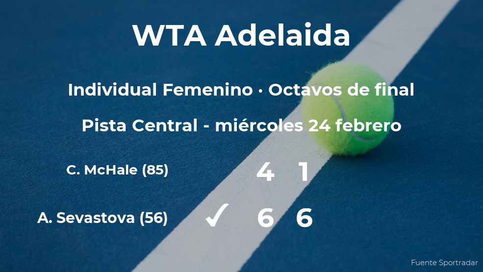 Anastasija Sevastova le quita el puesto de los cuartos de final a Christina McHale Anastasija Sevastova le quita el puesto de los cuartos de final a Christina McHale