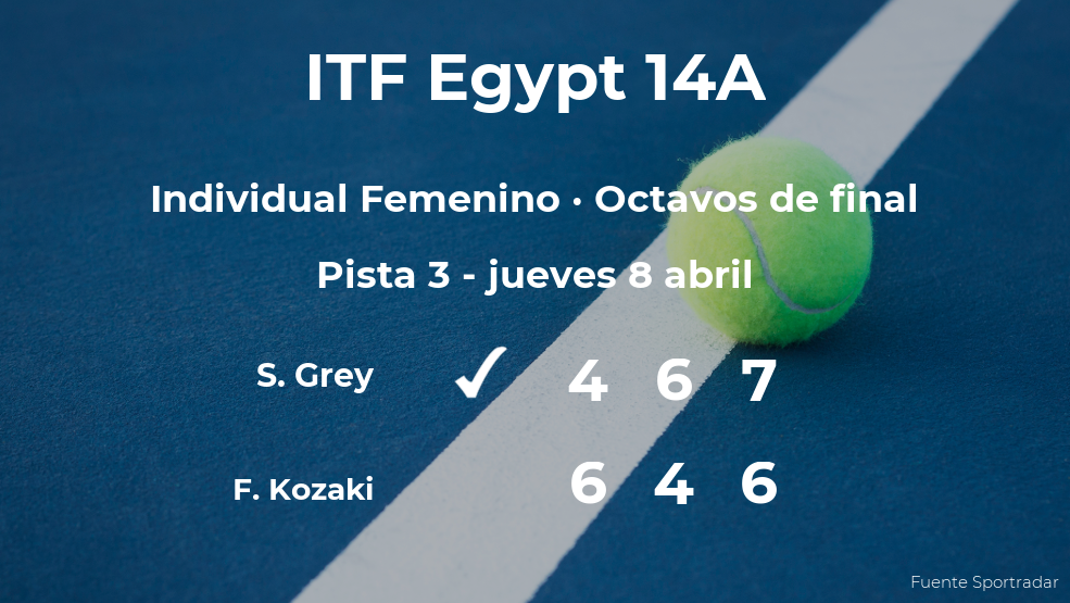 La tenista Sarah Beth Grey consigue clasificarse para los cuartos de final a costa de Funa Kozaki La tenista Sarah Beth Grey consigue clasificarse para los cuartos de final a costa de Funa Kozaki