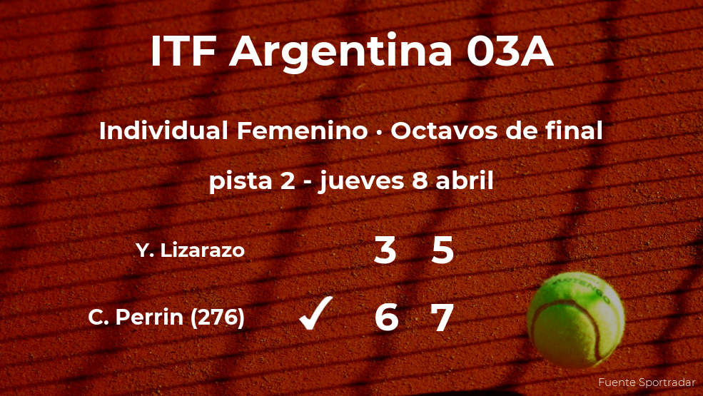 La tenista Conny Perrin logra el puesto de los cuartos de final a costa de la tenista Yuliana Lizarazo La tenista Conny Perrin logra el puesto de los cuartos de final a costa de la tenista Yuliana Lizarazo