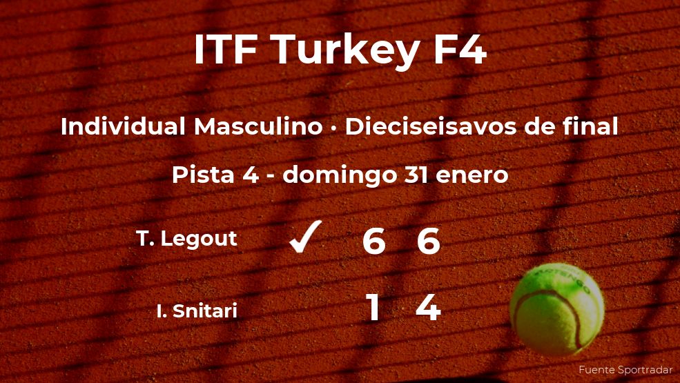 El tenista Timo Legout consigue el puesto de los octavos de final a costa del tenista Ilya Snitari El tenista Timo Legout consigue el puesto de los octavos de final a costa del tenista Ilya Snitari