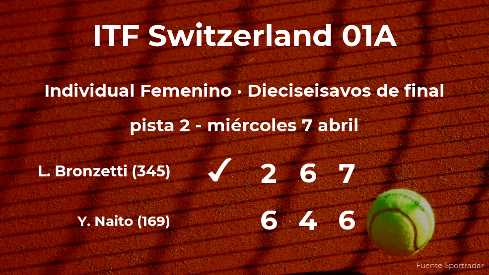 La tenista Lucia Bronzetti, clasificada para los octavos de final del torneo de Bellinzona