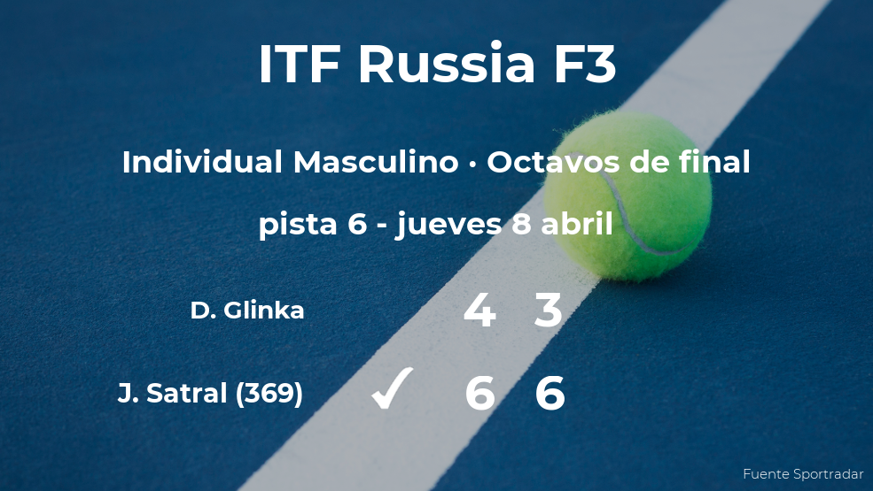 El tenista Jan Satral consigue clasificarse para los cuartos de final del torneo ITF Russia F3 El tenista Jan Satral consigue clasificarse para los cuartos de final del torneo ITF Russia F3