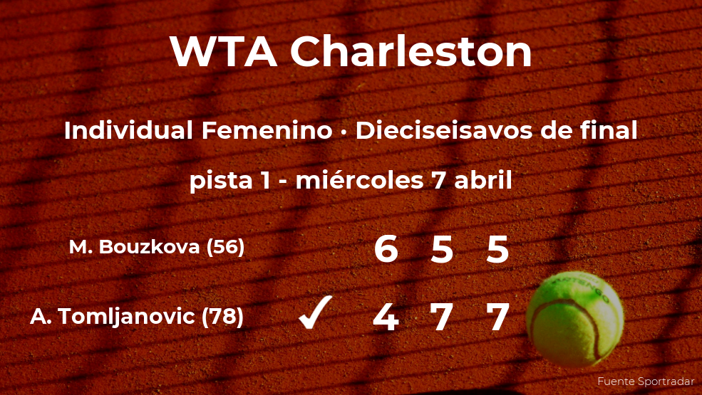 La tenista Ajla Tomljanovic consigue clasificarse para los octavos de final a costa de la tenista Marie Bouzkova La tenista Ajla Tomljanovic consigue clasificarse para los octavos de final a costa de la tenista Marie Bouzkova