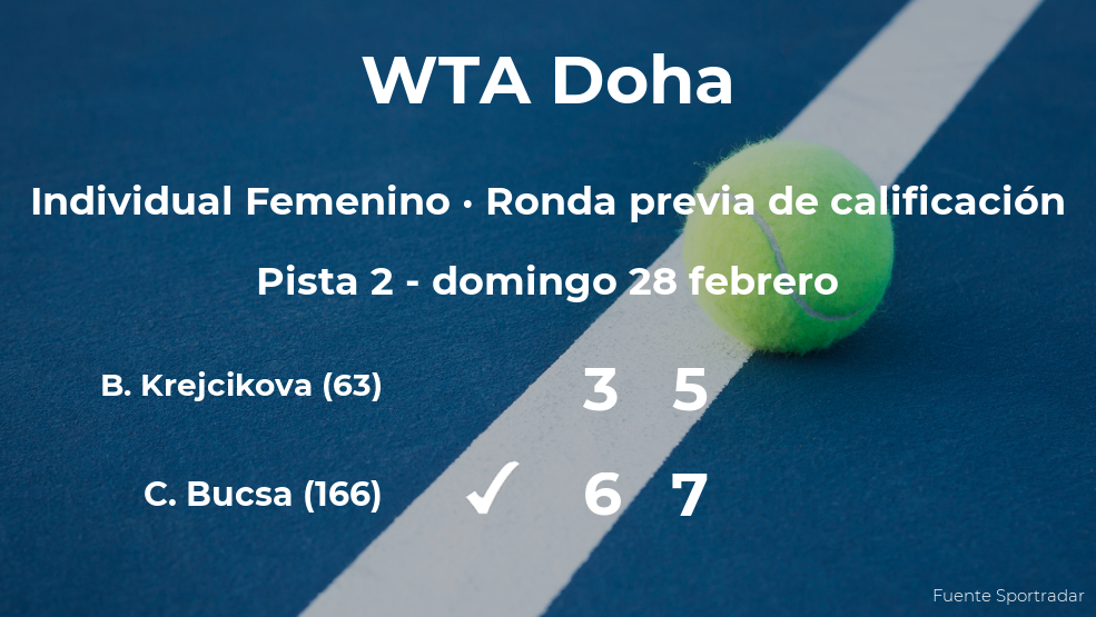 La tenista Cristina Bucsa logra vencer en la ronda previa de calificación a costa de Barbora Krejcikova