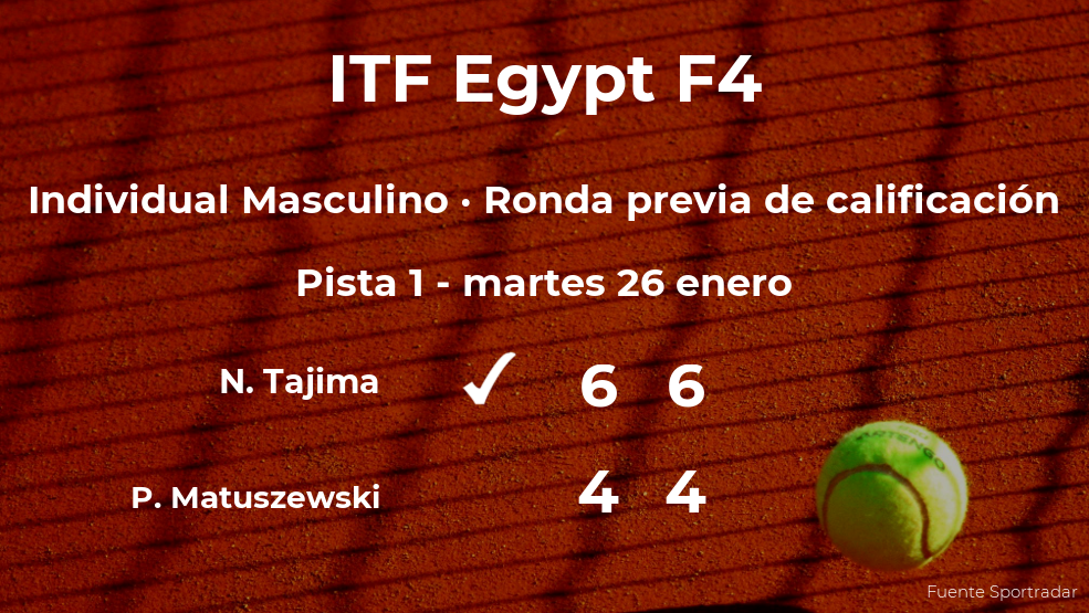 El tenista Naoki Tajima pasa a la siguiente fase del torneo de El Cairo El tenista Naoki Tajima pasa a la siguiente fase del torneo de El Cairo