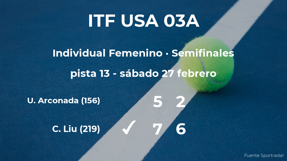 Claire Liu estará en la final del torneo de Boca Ratón Claire Liu estará en la final del torneo de Boca Ratón