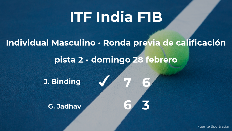 El tenista Jonathan Binding consigue la plaza para la siguiente fase tras ganar en la ronda previa de calificación