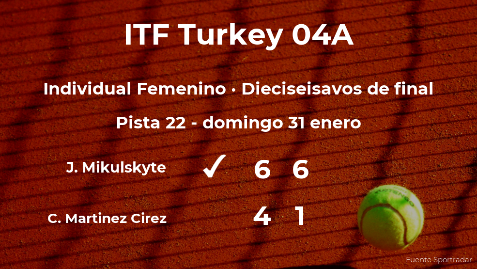 La tenista Carlota Martinez Cirez, eliminada en los dieciseisavos de final del torneo de Antalya La tenista Carlota Martinez Cirez, eliminada en los dieciseisavos de final del torneo de Antalya