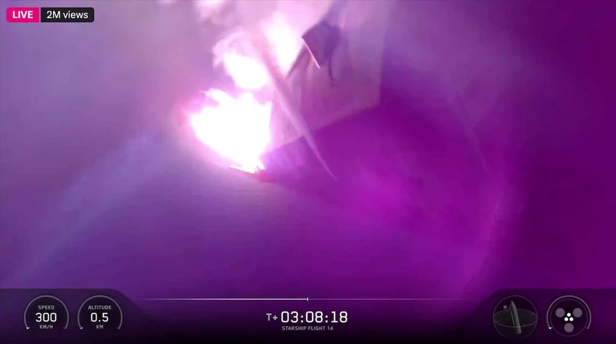 La Starship de SpaceX ameriza en el Pacífico tras su exitoso vuelo orbital.