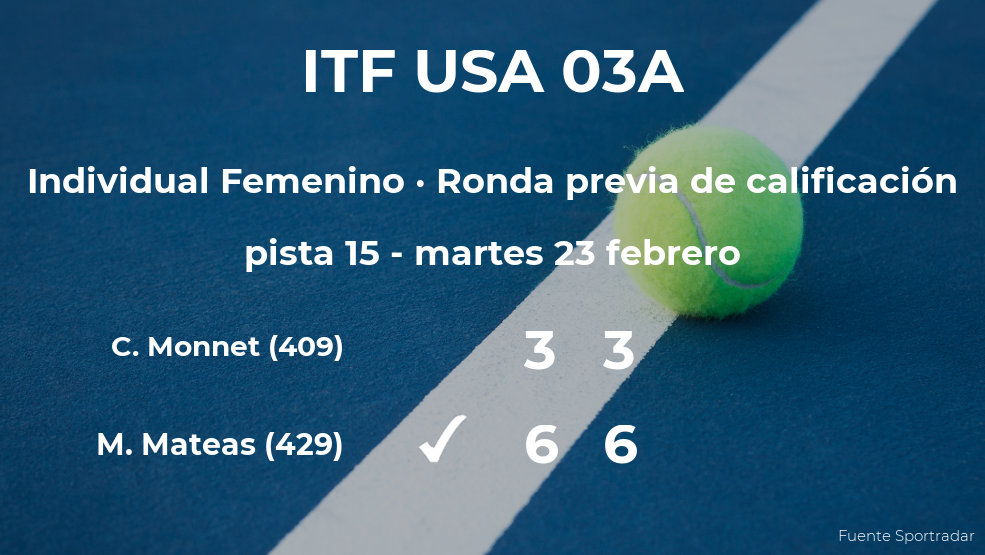 Maria Mateas pasa de ronda del torneo de Boca Ratón Maria Mateas pasa de ronda del torneo de Boca Ratón