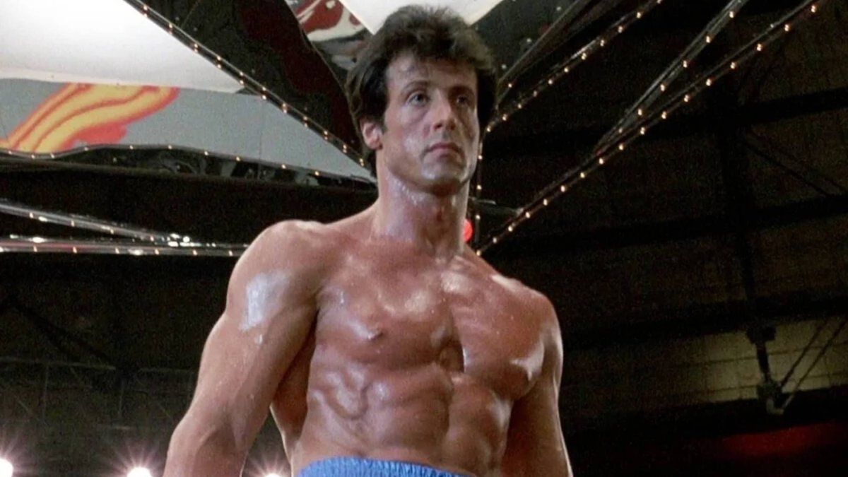 Sylvester Stallone en su apogeo físico para la película Rocky III.
