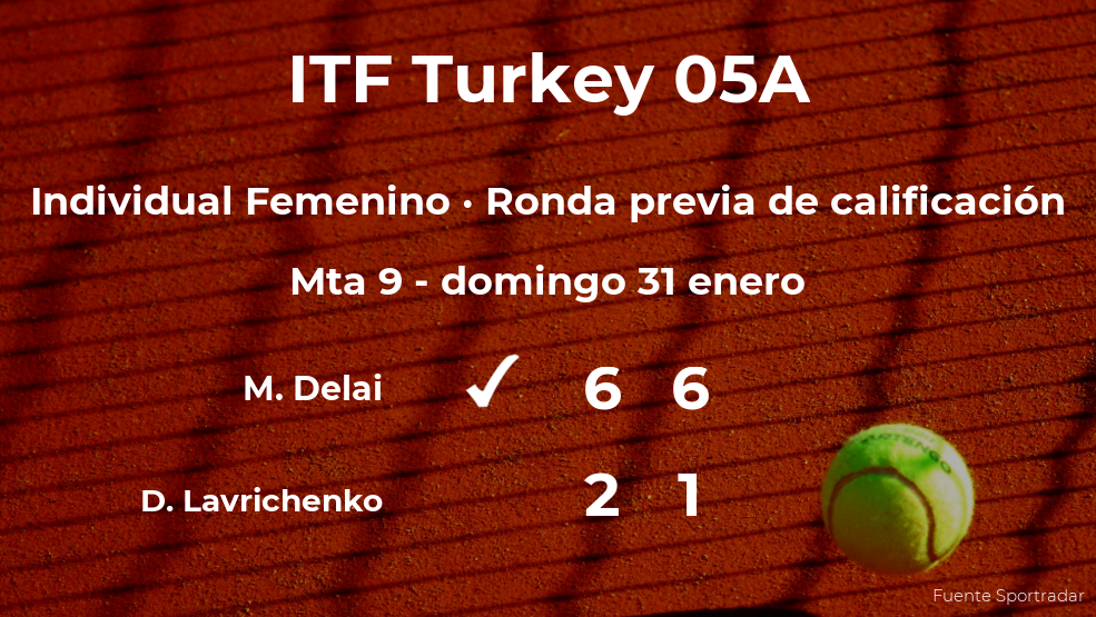 La tenista Melania Delai ganó a Darya Lavrichenko en la ronda previa de calificación del torneo de Antalya