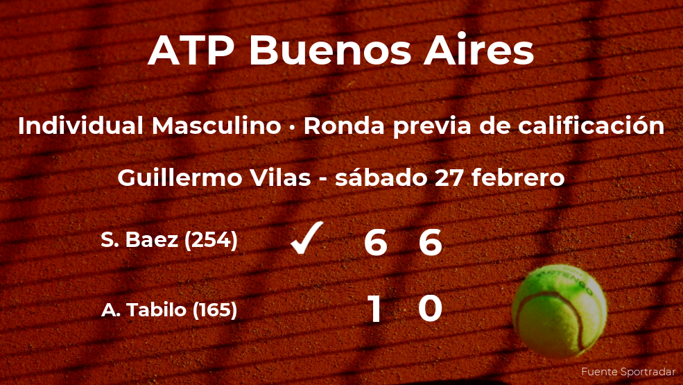 El tenista Sebastian Baez ganó al tenista Alejandro Tabilo en la ronda previa de calificación del torneo ATP 250 de Buenos Aires