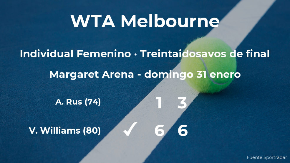 Venus Williams se clasifica para los dieciseisavos de final del torneo WTA 500 de Melbourne