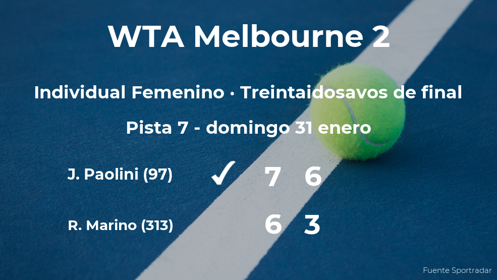 Jasmine Paolini pasa a la próxima fase del torneo WTA 500 de Melbourne tras vencer en los treintaidosavos de final Jasmine Paolini pasa a la próxima fase del torneo WTA 500 de Melbourne tras vencer en los treintaidosavos de final
