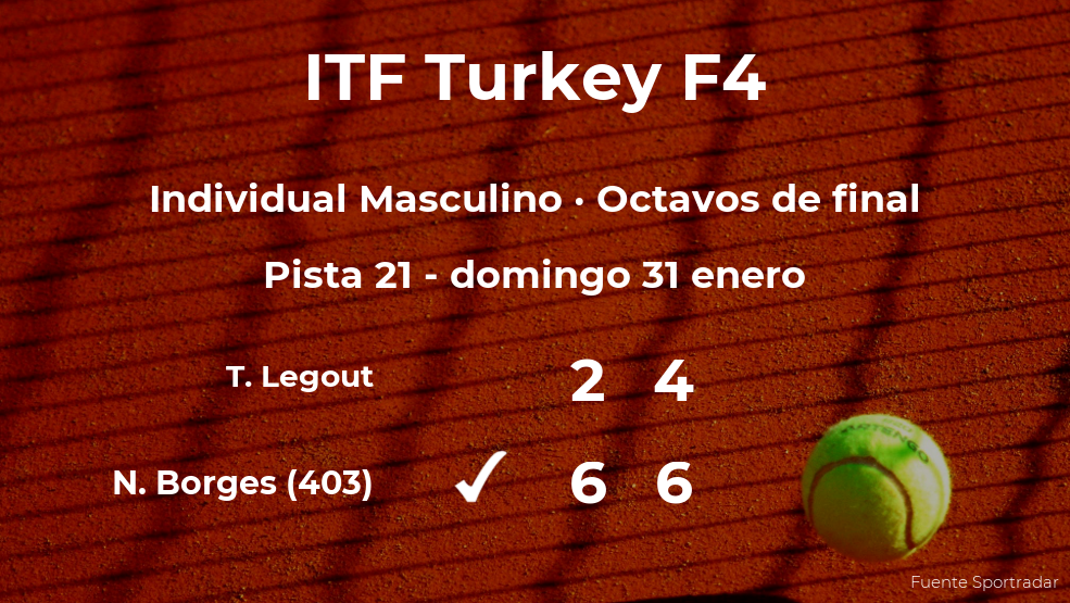 El tenista Nuno Borges consigue clasificarse para los cuartos de final a costa de Timo Legout El tenista Nuno Borges consigue clasificarse para los cuartos de final a costa de Timo Legout