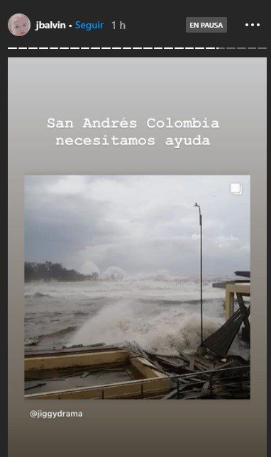 J Balvin pide ayuda por huracán que arrasó con San Andrés