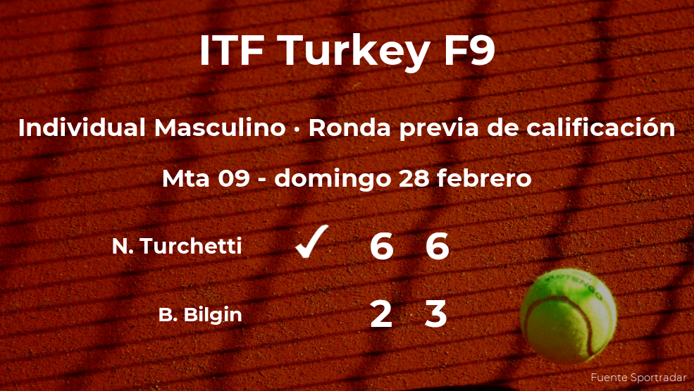 El tenista Nicolo Turchetti consigue vencer en la ronda previa de calificación contra el tenista Burak Bilgin