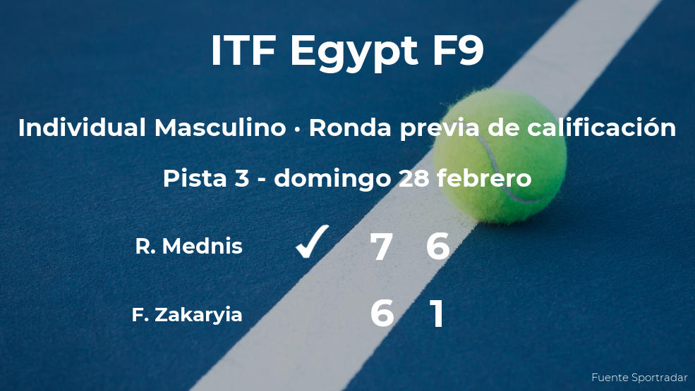 Rudolfs Mednis gana al tenista Faris Zakaryia en la ronda previa de calificación