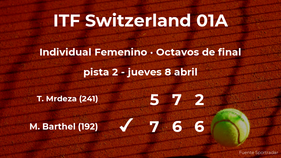 La tenista Mona Barthel, clasificada para los cuartos de final del torneo de Bellinzona La tenista Mona Barthel, clasificada para los cuartos de final del torneo de Bellinzona