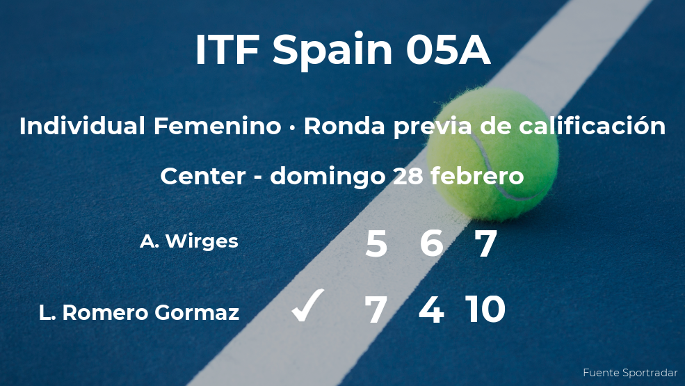La tenista Leyre Romero Gormaz ganó a la tenista Angelina Wirges en la ronda previa de calificación del torneo de Manacor