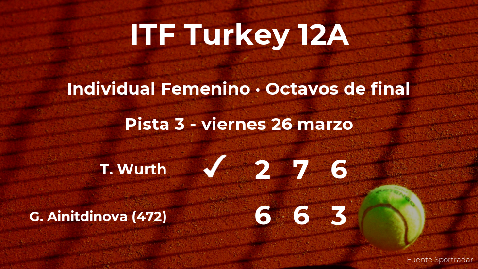 Tara Wurth pasa a la siguiente fase del torneo de Antalya tras vencer en los octavos de final