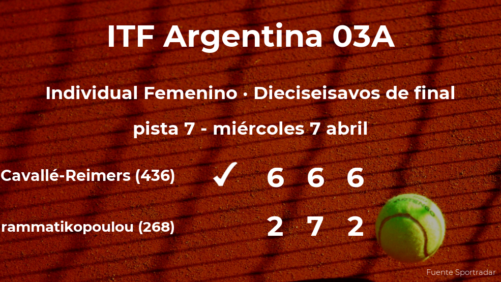 La tenista Ivonne Cavallé-Reimers vence en los dieciseisavos de final del torneo de Córdoba La tenista Ivonne Cavallé-Reimers vence en los dieciseisavos de final del torneo de Córdoba