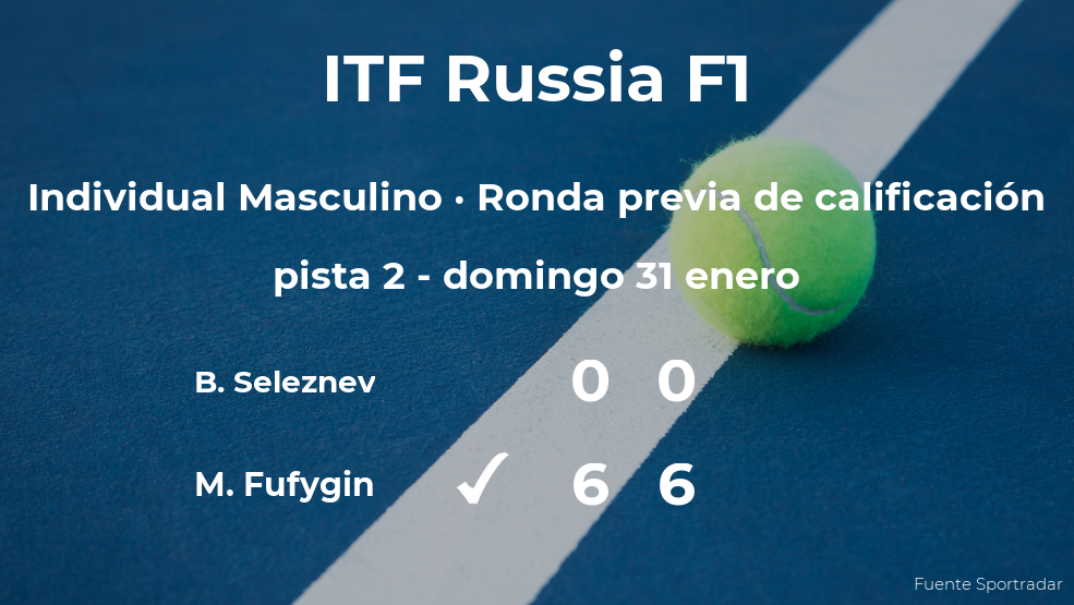 Mikhail Fufygin vence en la ronda previa de calificación del torneo ITF Russia F1 Mikhail Fufygin vence en la ronda previa de calificación del torneo ITF Russia F1